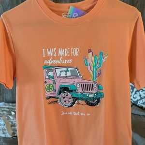 SOLD  Size Small “I was made for adventures “ “Love all that you do” Jeep Shirt